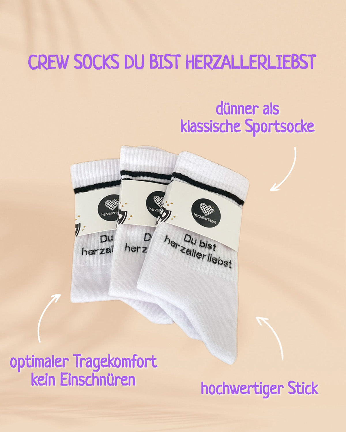 CREW SOCKS DU BIST HERZALLERLIEBST WHITE/BLACK