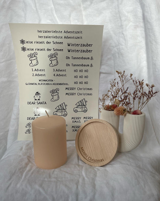 XMAS EDITION - DIY KERZENSET HOLZUNTERSETZER, BLOCKKERZE & PRESET KERZENTATTOOS