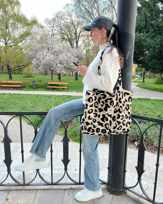 TEDDY MOM BAG LEOPARD
