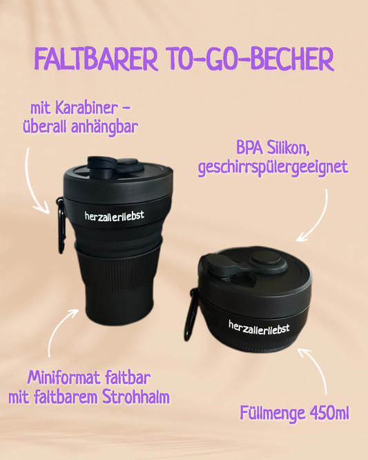 FALTBARER TO-GO-BECHER SILIKON BLACK
